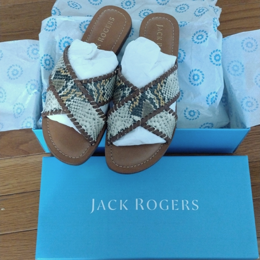 NIB Jack Rogers snake skin leather sandals 6.5